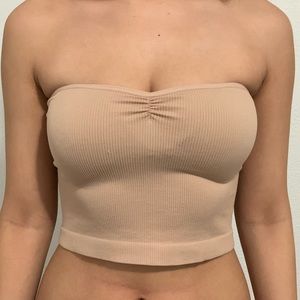 Nude ribbed tube top